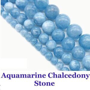 Blue Aquamarine Chalcedony  Big, Bold, Beautiful  15" Strand